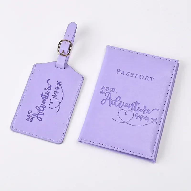Luggage Cover Protector - New Purple PU Leather Passport Holder